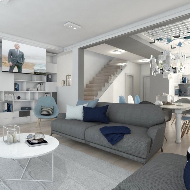 nowoczesny salon kolorowe dodatki