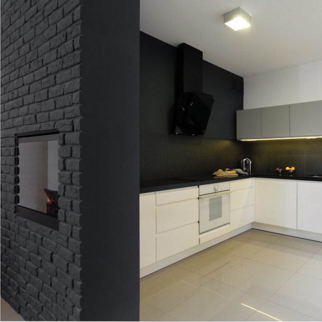 projekt kuchni w stylu nowoczesnym pomysl pomysl na oddzielenie kuchni od salonu wnetrz poznan atoato architekt nowoczesna kuchnia czarny pochlaniacz