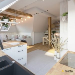 kuchnia z wyspą styl boho