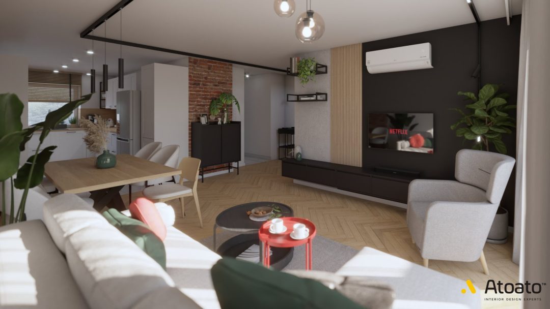 Dom dla rodziny nowoczesny i funkcjonalny salon