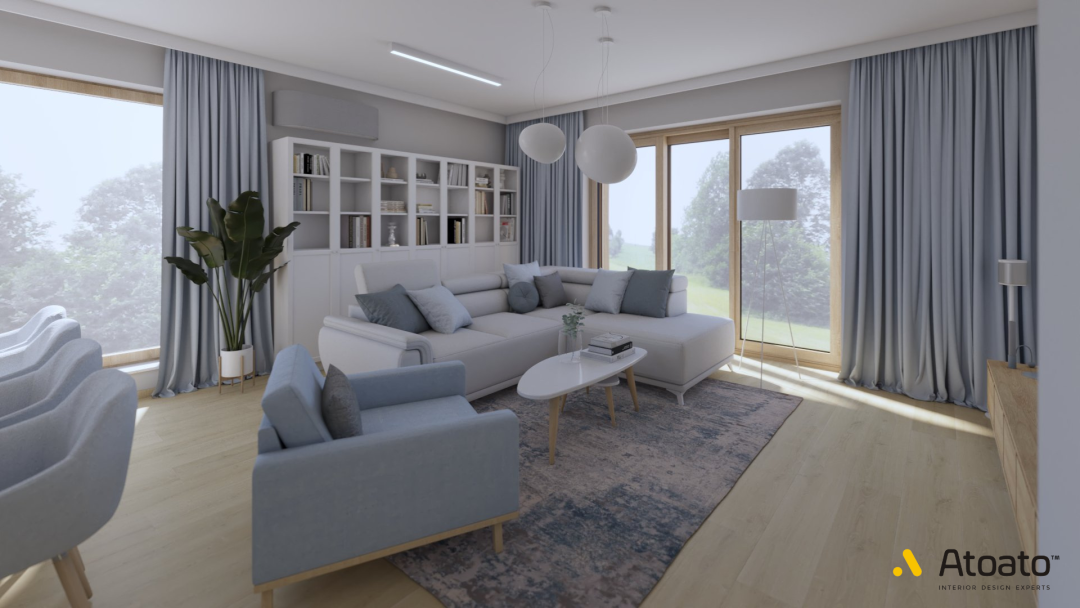 Projekt wnętrz Poznań, styl skandynawski, salon Dom w stylu skandynawskim